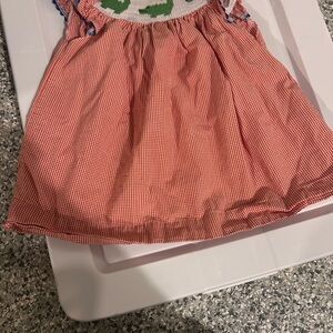 Smocked Orange Gingham Kids Dress with Alligators (Florida Gators)